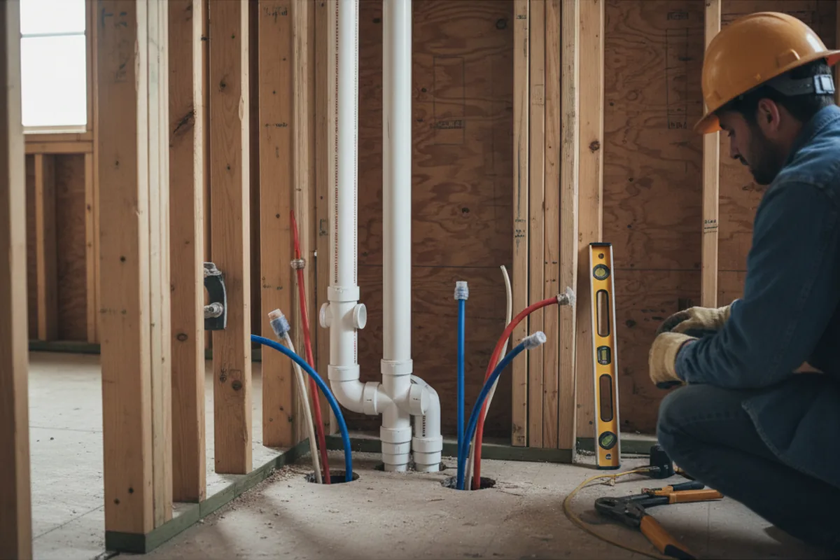 Drain and supply rough-in during Garbage Disposal Repair in New York