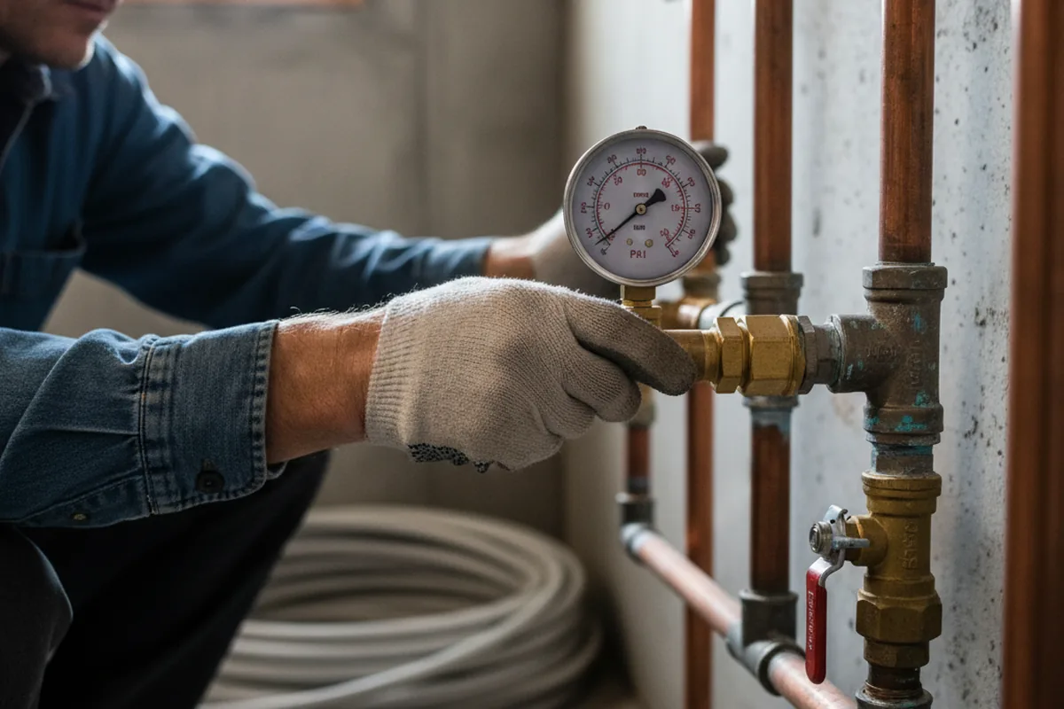 Pressure testing a repaired line during Water Line Repair in New York